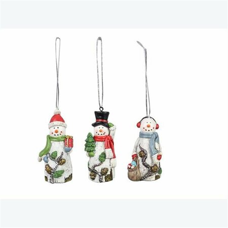 YOUNGS Resin Snowman Ornament, Assorted Color - 3 Piece 92101